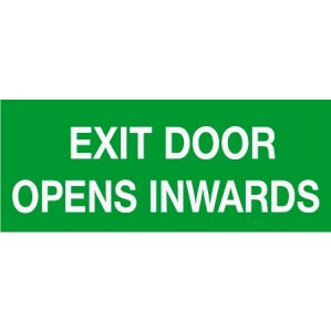 EM62 Signs of safety Exit Door Opens Inwards sign – Signs of Safety