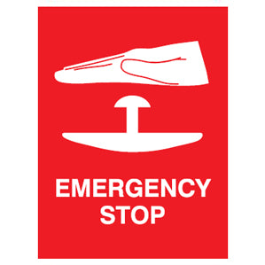 emergency stop button sign